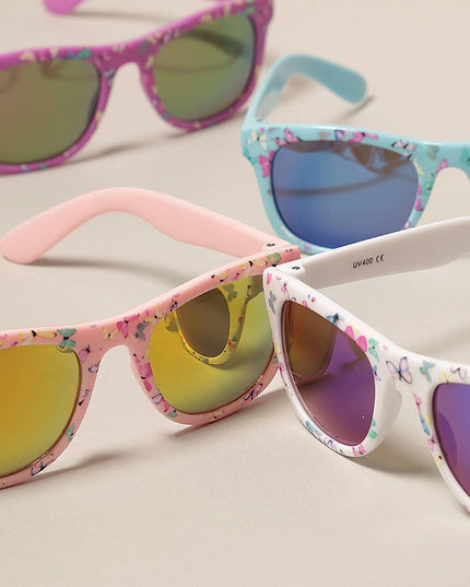 Kids Colorful Butterfly Pattern Sunglasses