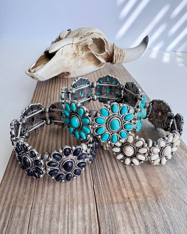 Western Concho Stone Stretch Bracelet