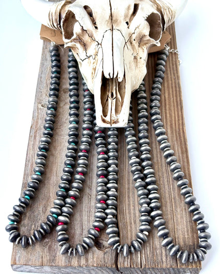 Western Style Flat Navajo Pearl & Stone Beaded Necklace