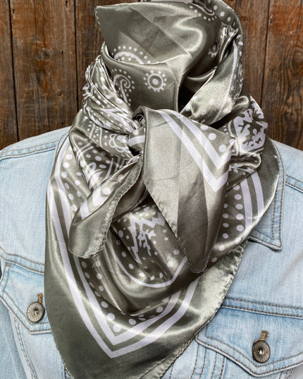 35X35"  Sage Floral Paisley Wild Rag/Scarf WR3380