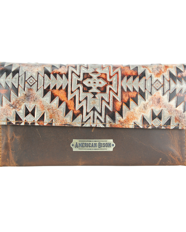 Women’s Rustic Brown Orange Aztec Clutch ABLW 18-2537