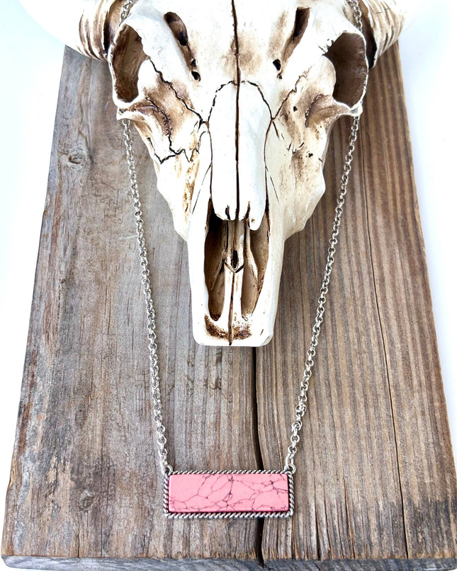 Western Style Stone Bar Pendant Necklace