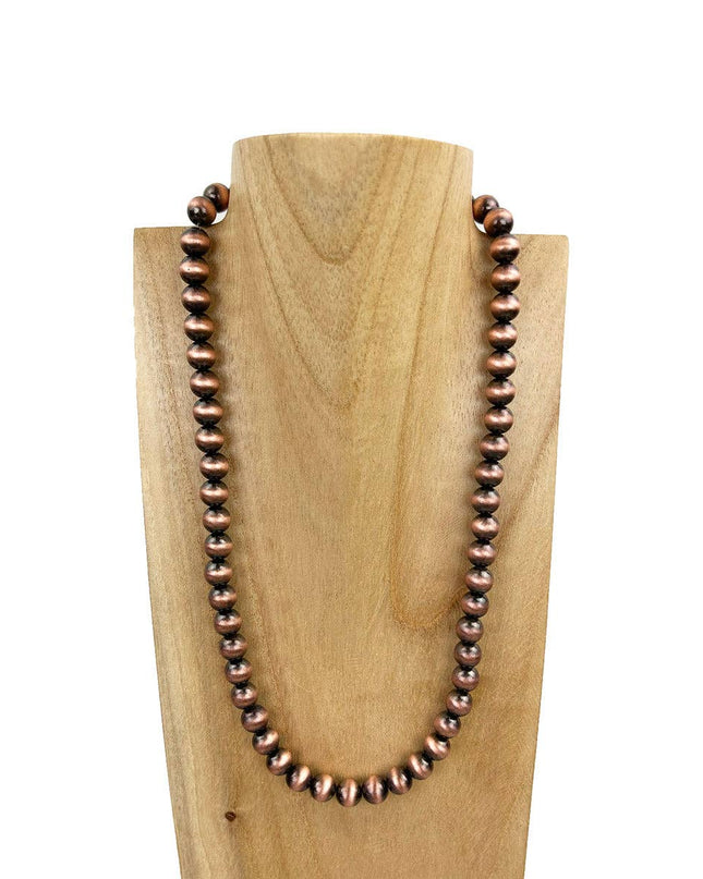 NKS230603-39-COOPER     21 Inches 10mm cooper Navajo pearl bead Necklace