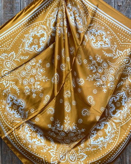 35X35"  Mustard Floral Paisley Wild Rag/Scarf WR3379