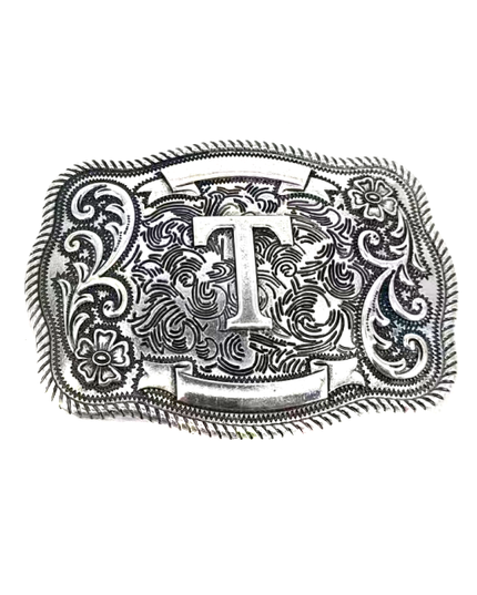 Western Filigree Initial Belt Buckle