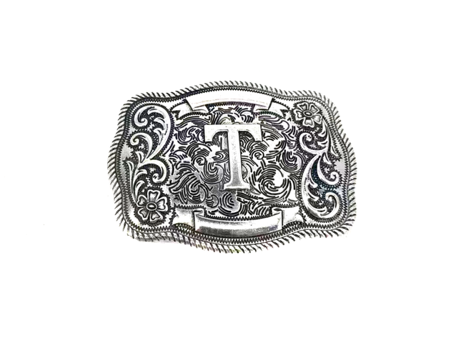Western Filigree Initial Belt Buckle