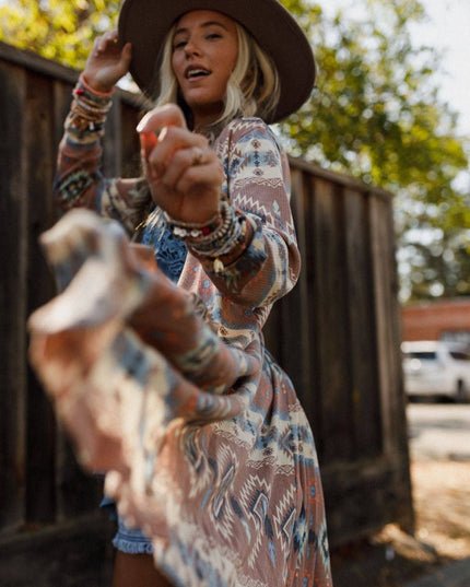 Santa Fe Rose Duster Cardigan - Multi