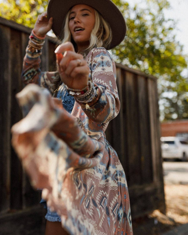 Santa Fe Rose Duster Cardigan - Multi