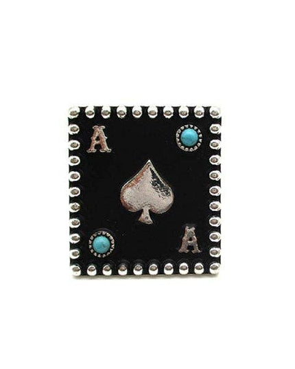 Western Black Spade Ace Cuff Ring