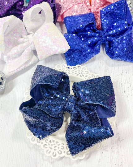 Sequin Texas Size Hair Bows - Alligator Clip - 6.5"