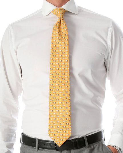 Cow Citrus Necktie with Handkerchief Set