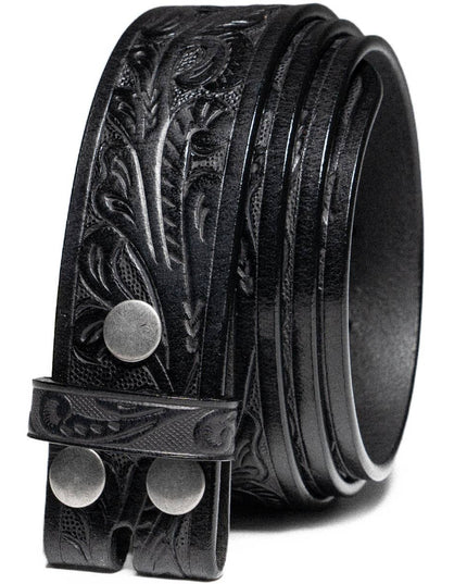 Genuine Leather Men's Belt with Snap-On Strap without Buckle