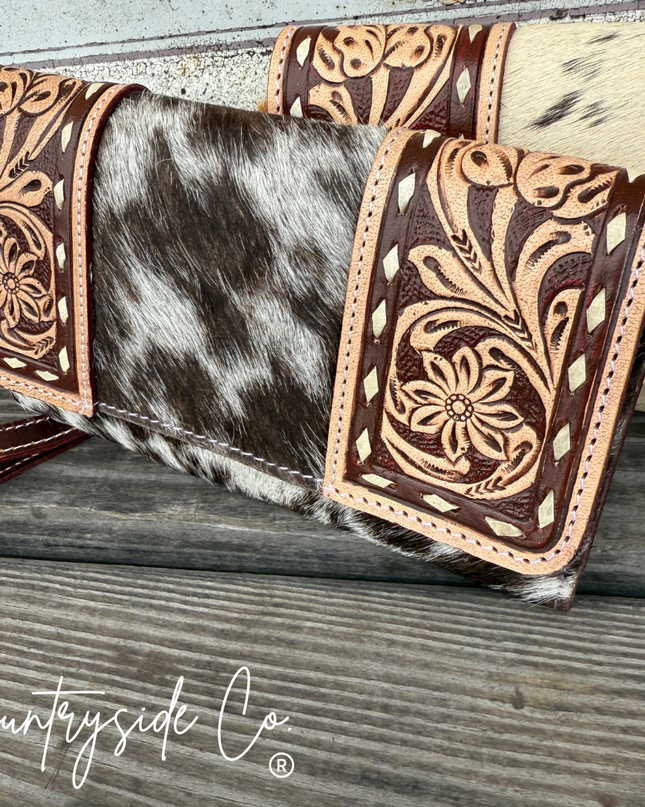 Frontier Cowhide Tooled Leather Wallet Wristlet