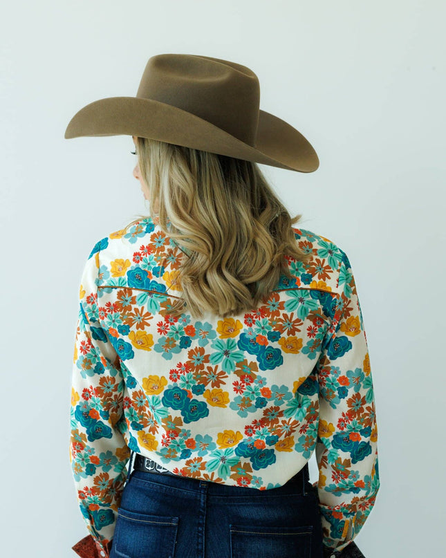 Pearl Snap, Rust Bandana Floral