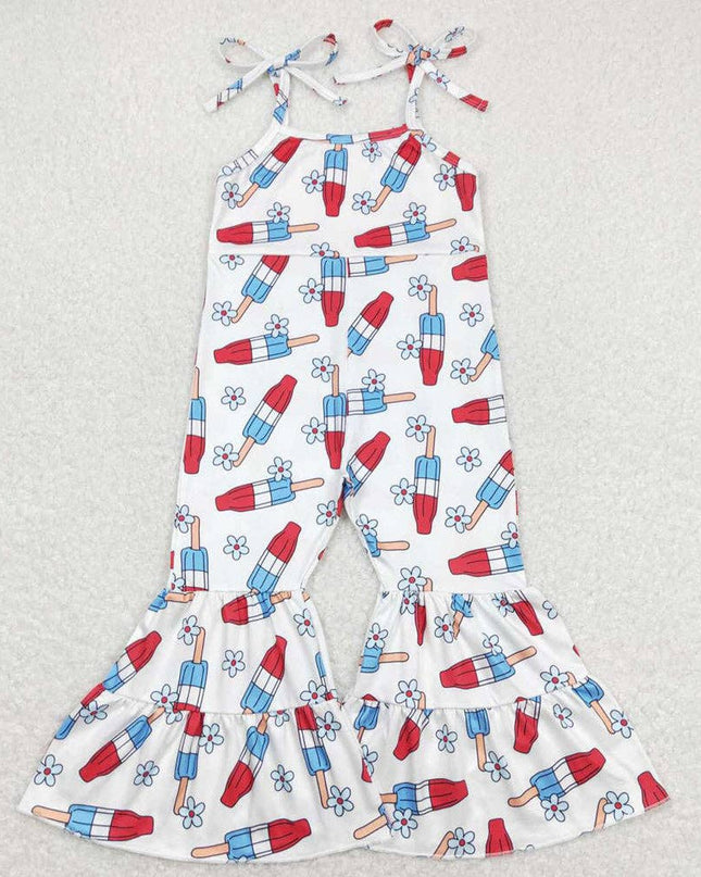 Sibling Baby Girls 4th Of July Bell Bottom Jumpsuits