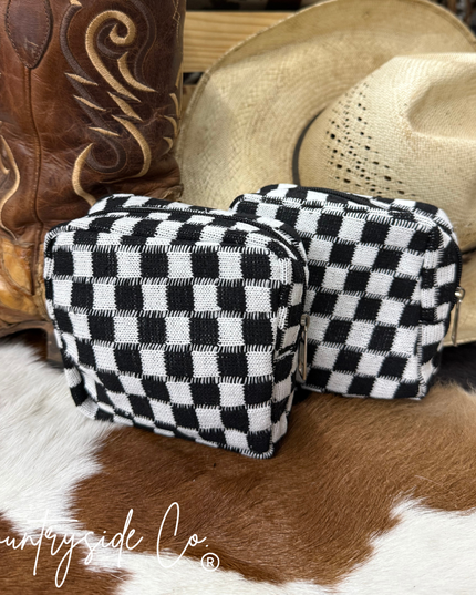 Mini checkered organizer travel pouch case