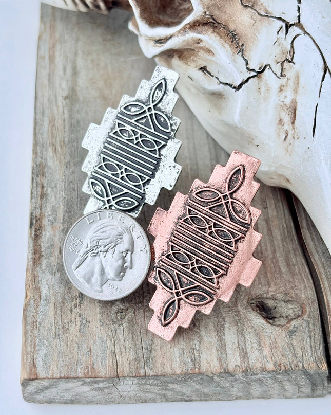 Western Style Aztec Pendant Statement Cuff Ring