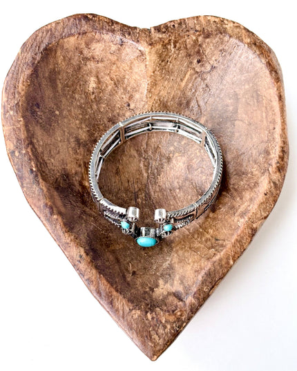 Western Style Horseshoe Turquoise Stone Stretch Bracelet