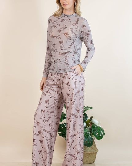 P1261-6157-Norma Cowboy Show Print Slack Pants