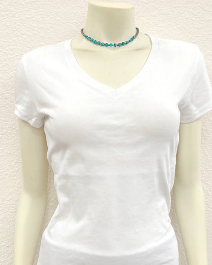 735794, Handmade 15" Navajo Heart Gemstone Necklace