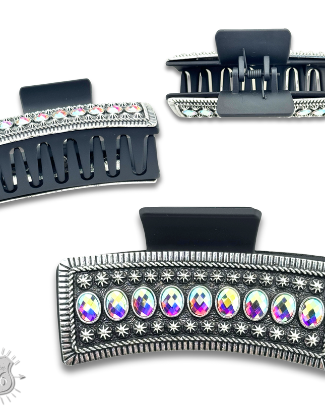 Iridescent stone western style hair claw
