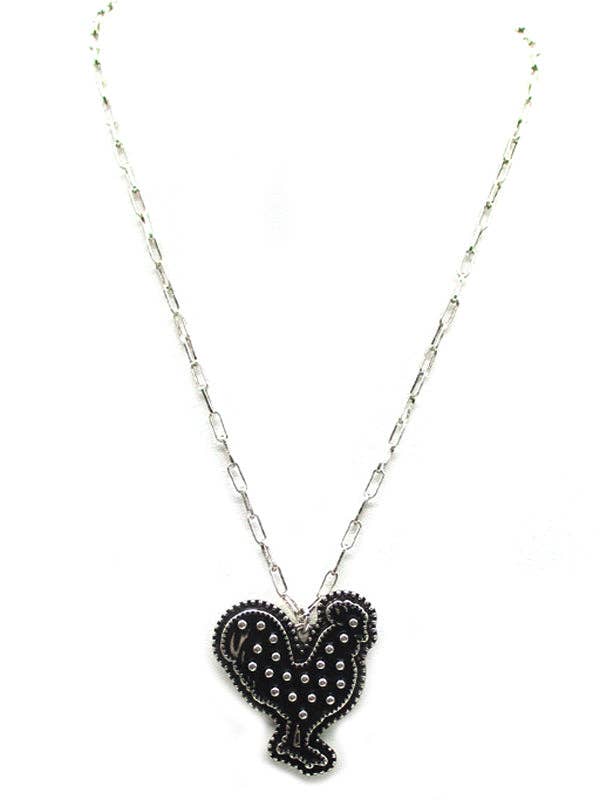 Western Dot Bubble Rooster Necklace