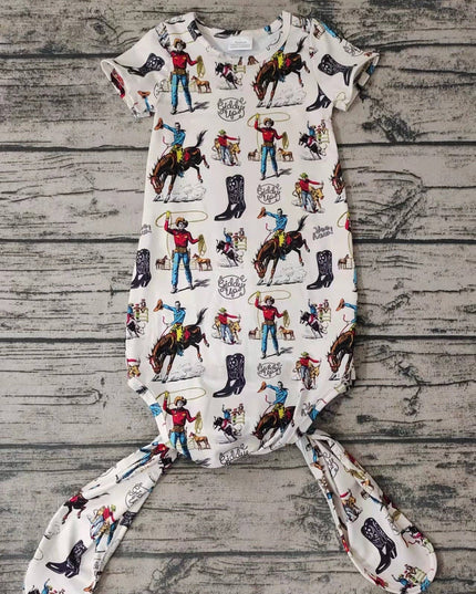 Baby newborn western cow green boys gown