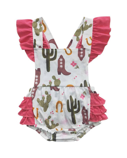 Baby Girls Cactus Ruffles Western Rompers