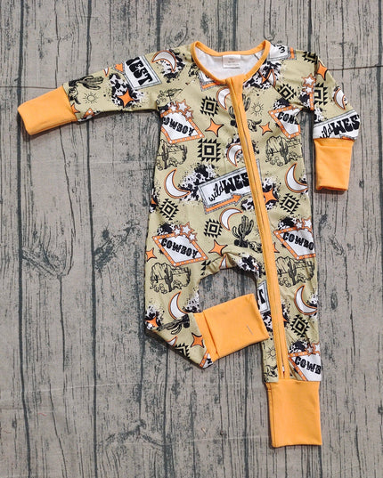 Baby Boys Aztec Cactus Wild West Western Two Way Zip Convertible Rompers