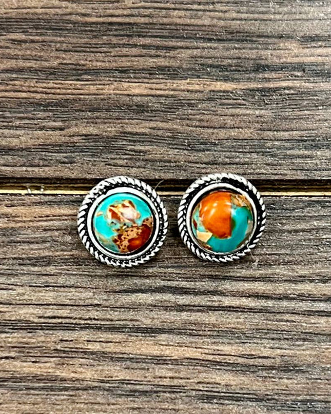 726495, 10mm Round Gemstone Stud Earrings