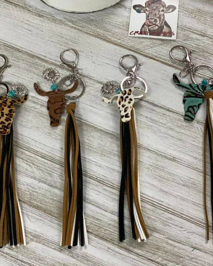 Steer Head Tassel Keychain