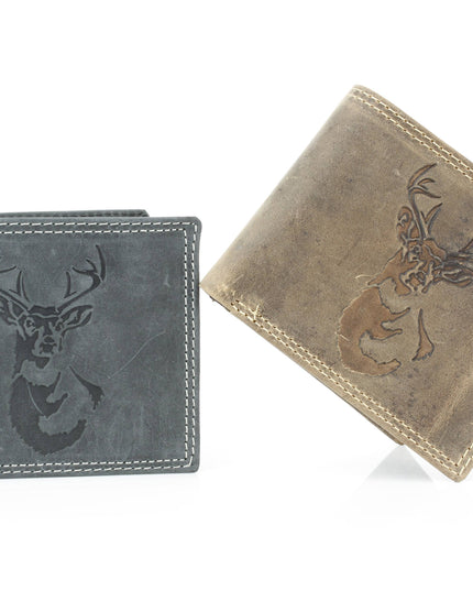 Men’s Bi-Fold Wallet with Deer Antler Emboss ABMWVT 03