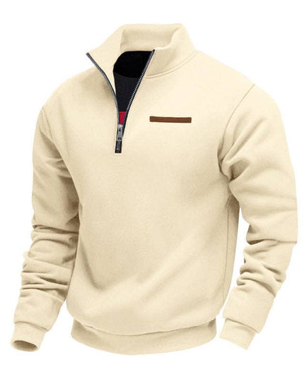 Half Zipper Loose Stand Collar Men Pullover Hoodie