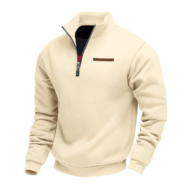 Half Zipper Loose Stand Collar Men Pullover Hoodie