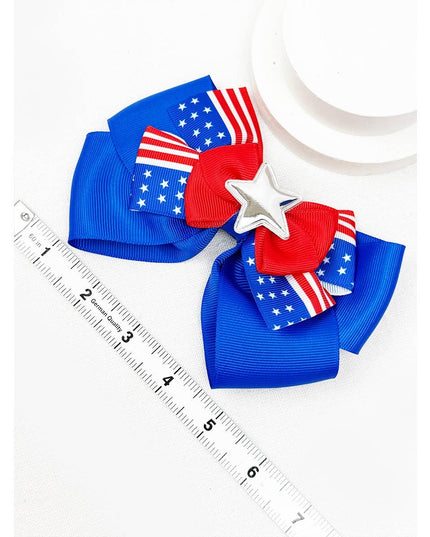 American Flag Bow Hair Clip Set