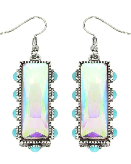 Western Turquoise Rectangle Gemstone Earrings