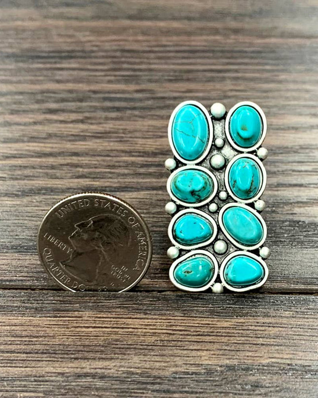 750340, Turquoise, Brass Adjustable Ring