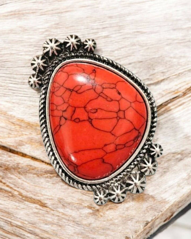 Let's Make A Statement Stretch One Size Fashion Crackle Stone Ring