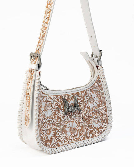 Loyal West Dannia Medium Purse - Ivory Dust  Handtooled Leather And Calfskin
