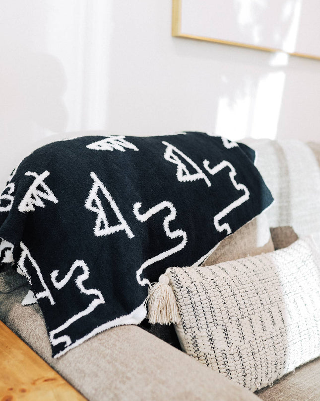 Black Brand Throw Blanket