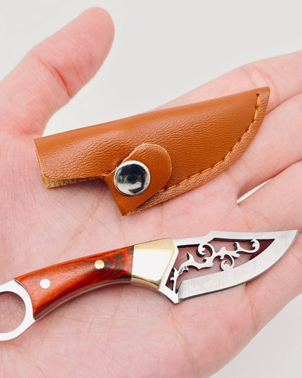 Hollow Blade Portable Wooden Handle Knife with Cover