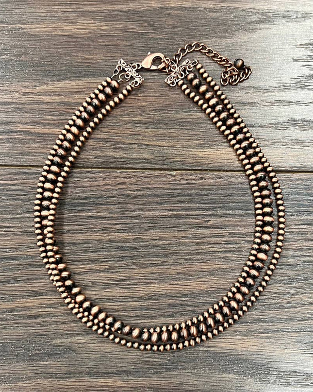 736511, Handmade 18" Copper Navajo Bead Necklace