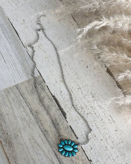 Western Turquoise Cluster Pendant Necklace