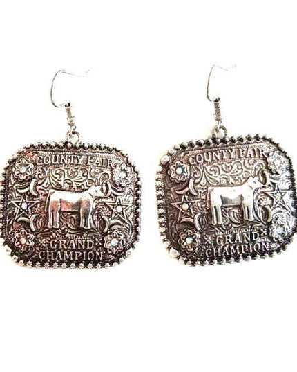Western Country Fair Champ Cow Dangle Earring