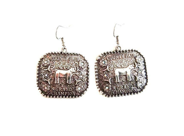 Western Country Fair Champ Cow Dangle Earring