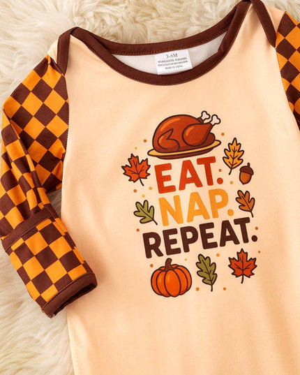 Eat, Nap, Repeat printed baby bodysuit.  RPB60454 SOL