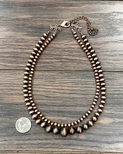 739433, Handmade 18" Copper Navajo Bead Necklace
