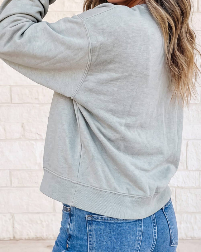 PRAY Letter Embroidered Western Pullover Sweatshirt S-4X