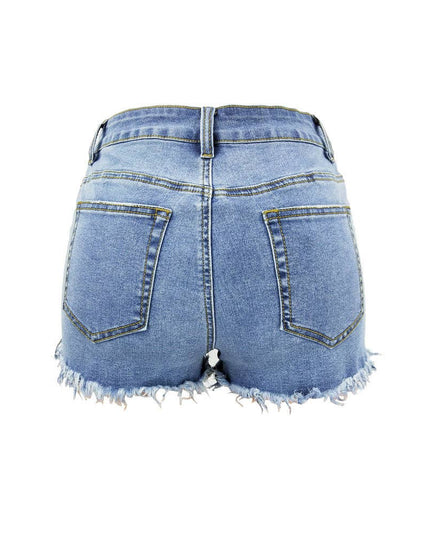 Luvamia Women's High-Rise Denim Raw Hem Ripped Shorts