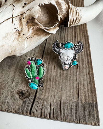Western Pendant Adjustable Ring - Cactus | Steer 